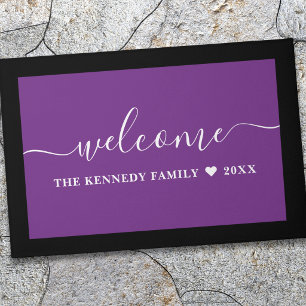 Purple Family Name Personalized Welcome Doormat