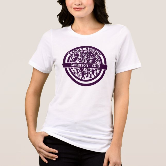Purple Family Reunion with Family Name & Year Tri-Blend Shirt (Front)