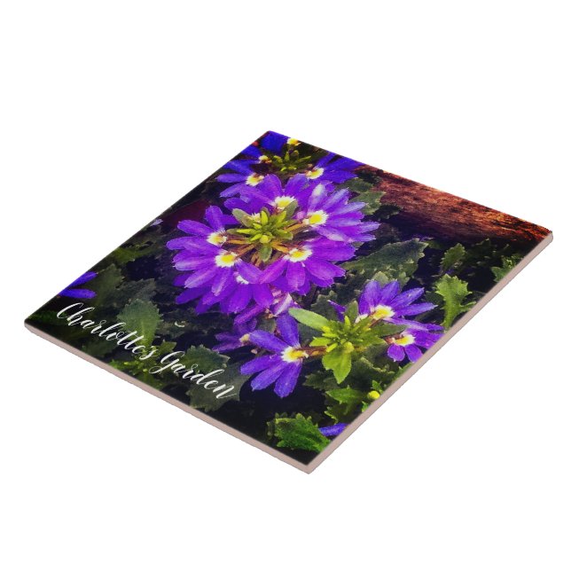 Purple Fan-Flower Ceramic Tile (Side)