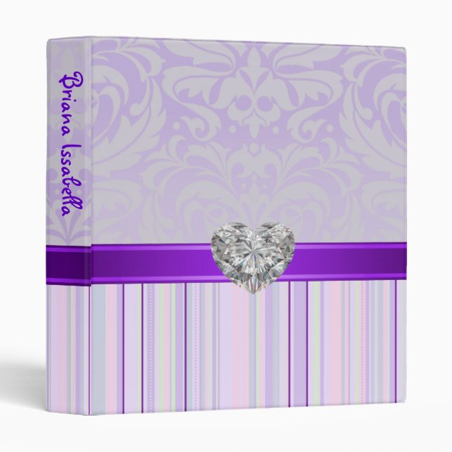 Purple Fanciful Faux Jewel Baby Album Binder (Front/Spine)