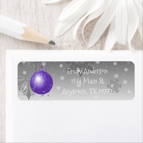 Purple Fancy Christmas Ornament Address Label