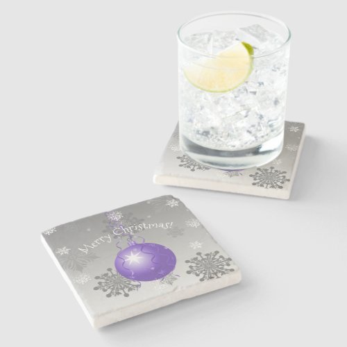 Purple Fancy Christmas Ornament Stone Coaster