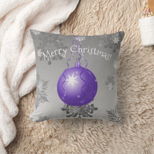 Purple Fancy Christmas Ornament Throw Pillow