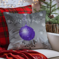 Purple Fancy Christmas Ornament Throw Pillow