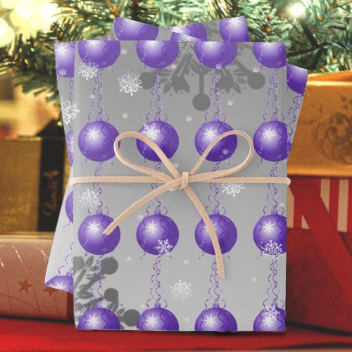 Purple Fancy Christmas Ornament Wrapping Paper