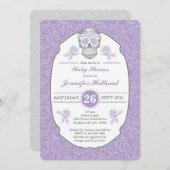Purple Fancy Damask Skull Baby Shower Invitation (Front/Back)