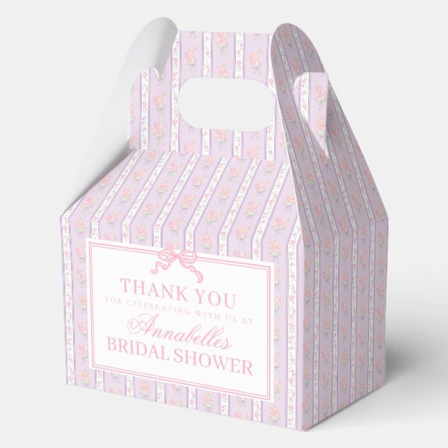 Purple Fancy Floral Bridal Shower Favor Boxes (Front)