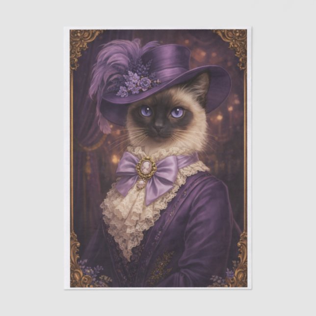 Purple Fancy Kitty  Tissue Paper (Front)