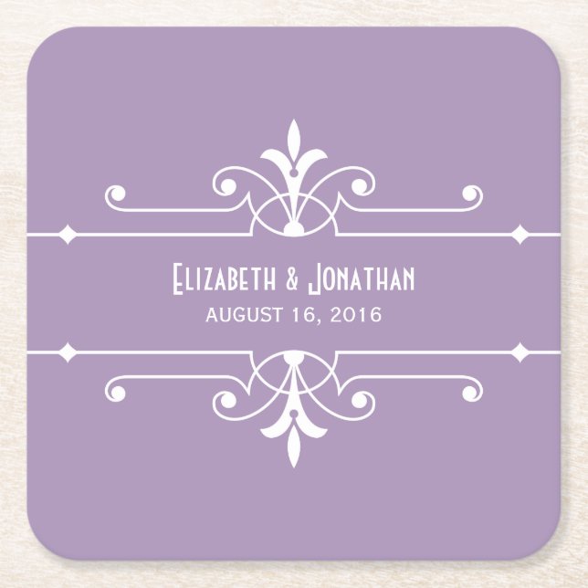 Purple Fancy Ornamental Paper Coasters (Front)