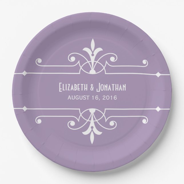 Purple Fancy Ornamental Paper Plates (Front)