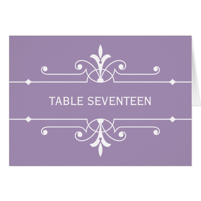 Purple Fancy Ornamental Table Number Card (Front Horizontal)