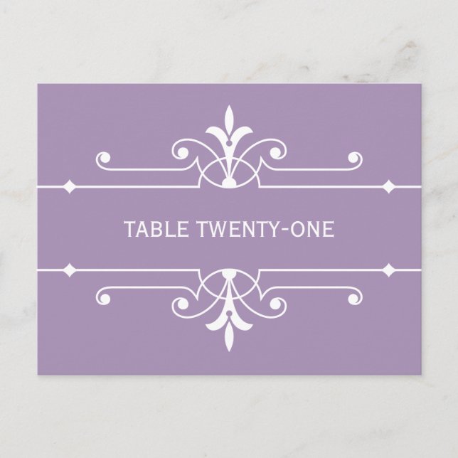 Purple Fancy Ornamental Table Number Postcard (Front)