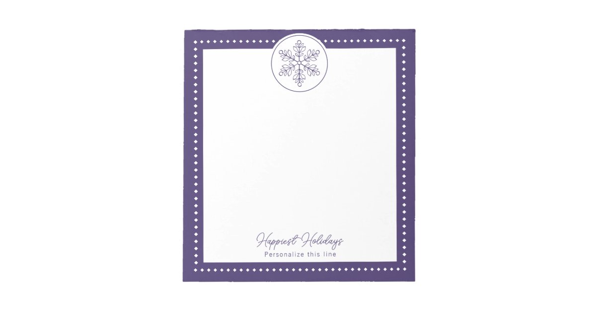 Purple Fancy Snowflake Personalized Holiday Notepad | Zazzle