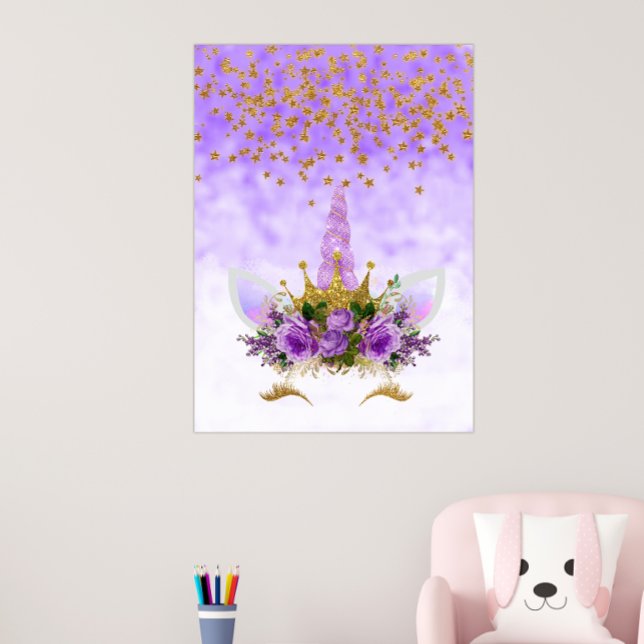 Purple Fantasy and Golden Stars Unicorn Poster (Creator Uploaded)