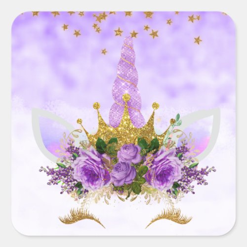 Purple Fantasy and Golden Stars Unicorn