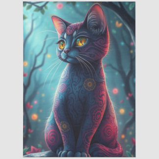 Purple Fantasy Cat  Tissue Paper