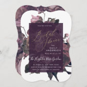 Purple Fantasy Floral Rose Bridal Shower Invitation (Front/Back)