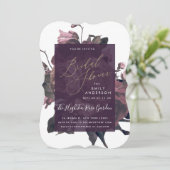Purple Fantasy Floral Rose Bridal Shower Invitation (Standing Front)
