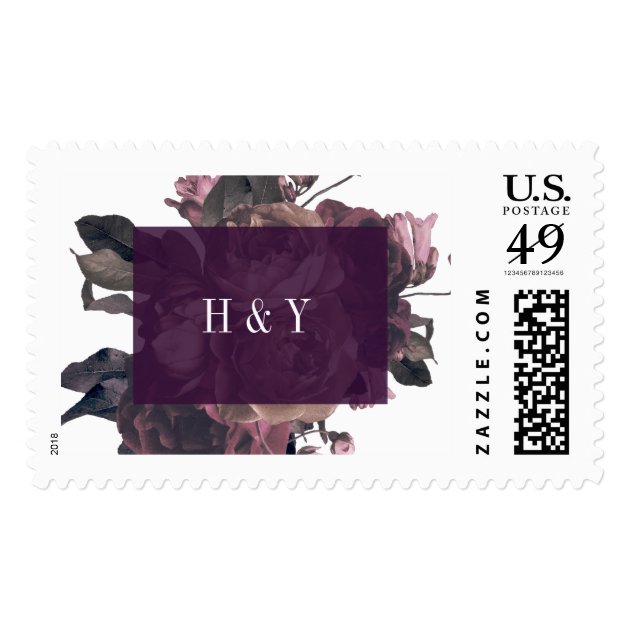 Purple Fantasy Florals Wedding Postage Stamps