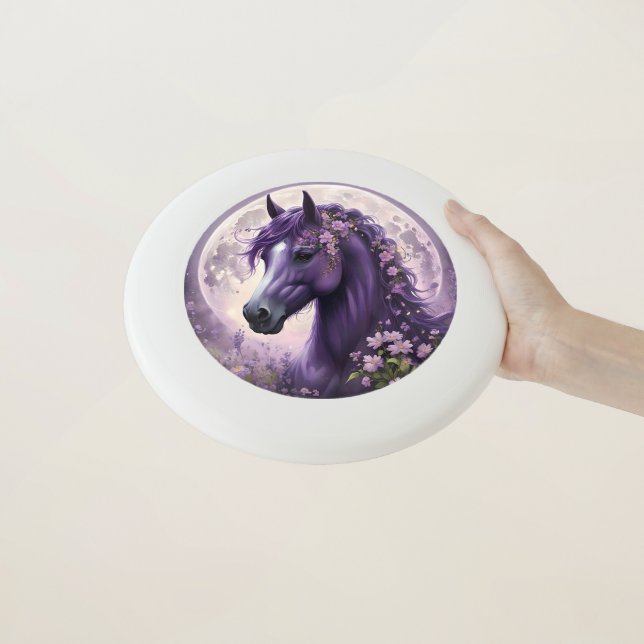 Purple Fantasy Horse Moon Flowers, Wham-O Frisbee (In Hand)