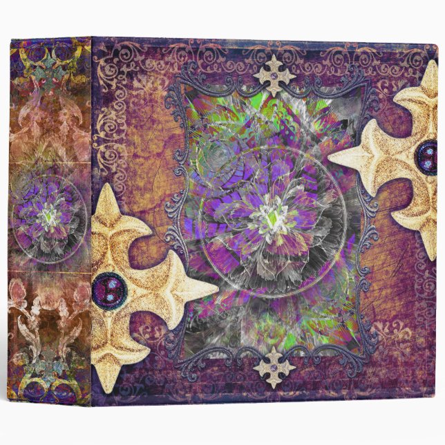 Purple Fantasy Mandala Ancient Tome 3 Ring Binder (Front/Spine)