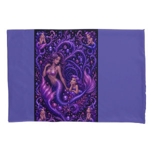 Purple Fantasy Mermaid Duo Ocean Dream Art Pillow Case