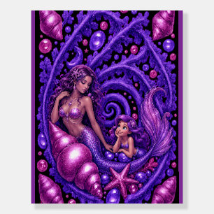 Purple Fantasy Mermaid Duo Ocean Dream Art Poster