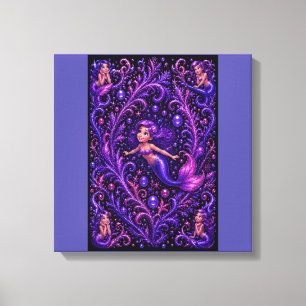 Purple Fantasy Mermaid Glitter Ocean Art   Magical Canvas Print
