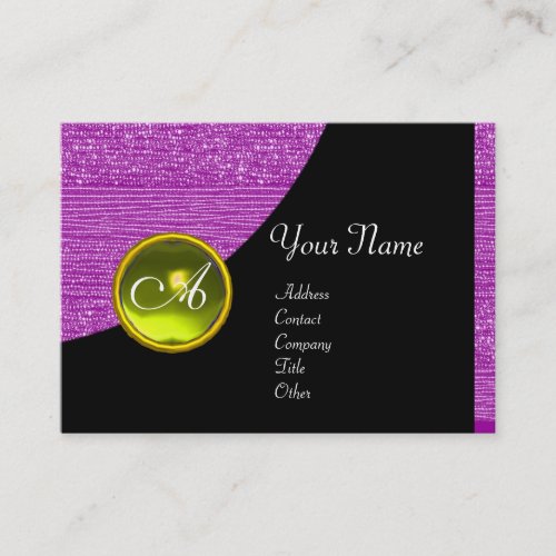 PURPLE FASHION BEADS MONOGRAM yellow topaz Business Card