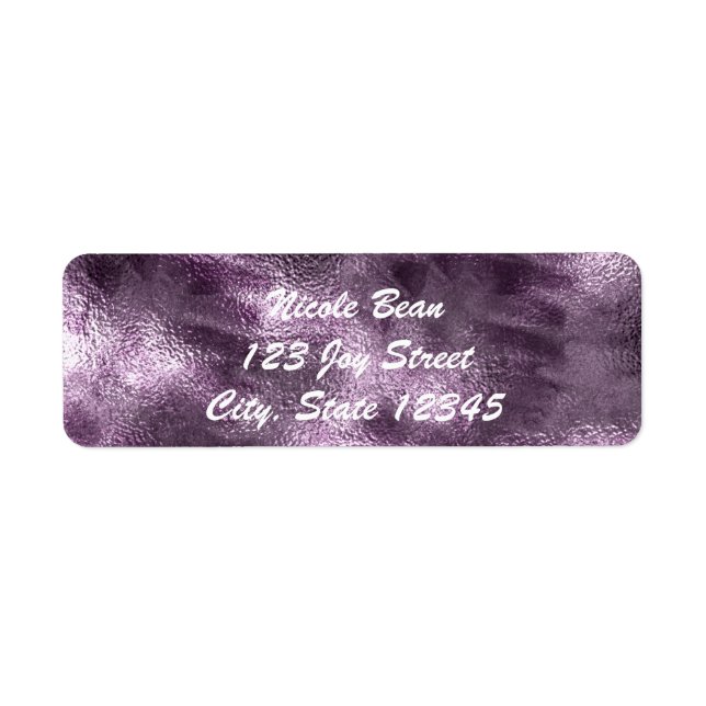 Purple Faux Foil Glamour Chic Invitation Label (Front)
