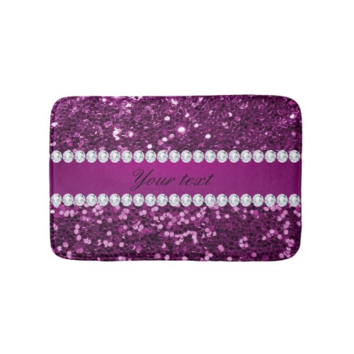 Purple Faux Glitter and Diamonds Bathroom Mat