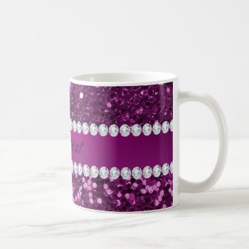 Purple Faux Glitter And Diamonds Coffee Mug by glamgoodies at Zazzle
