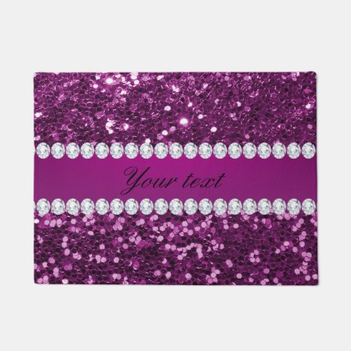 Purple Faux Glitter and Diamonds Doormat