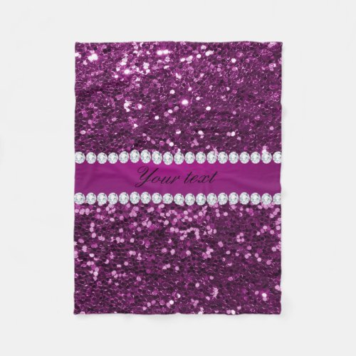 Purple Faux Glitter and Diamonds Fleece Blanket