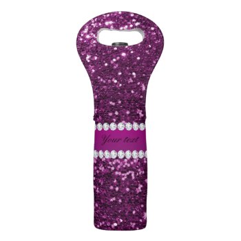 Purple Faux Glitter And Diamonds Wine Bag by glamgoodies at Zazzle
