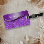 Purple Faux Glitter Bling Personalized Metal  Luggage Tag<br><div class="desc">This design may be personalized in the area provided by changing the photo and/or text. Or it can be customized by clicking Personalize this Template and then choosing the click to customize further option and delete or change the color of the background, add text, change the text color or style,...</div>
