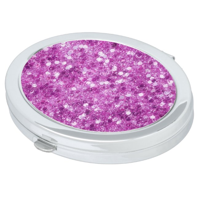 Purple faux Glitter Compact Mirror (Turned)