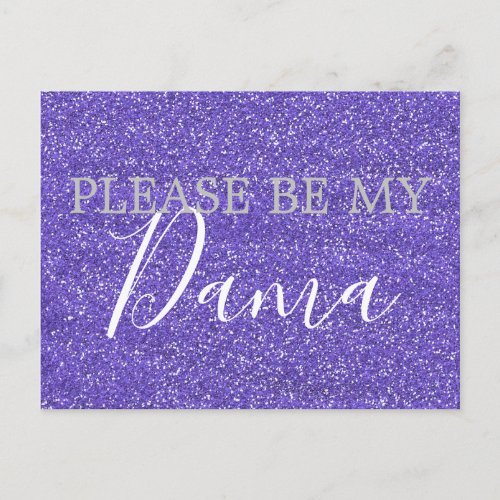 Purple Faux Glitter Dama Quinceanera Proposal Invitation Postcard