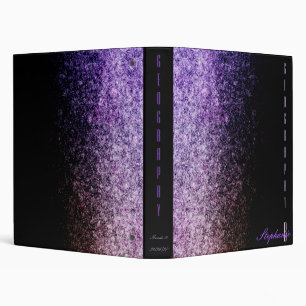 Purple faux glitter gradient and black chic 3 ring binder