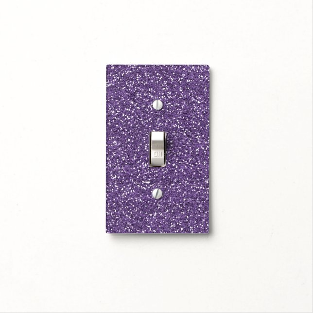Purple Faux Glitter Light Switch Cover (In Situ)