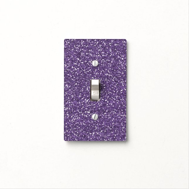 Purple Faux Glitter Light Switch Cover (In Situ)