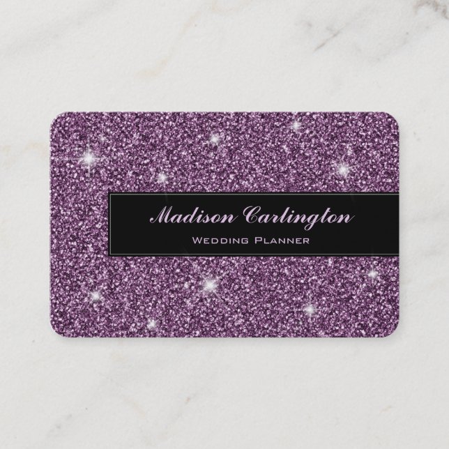 Purple Faux Glitter Shimmer Texture Business Card (Front)