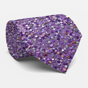 Purple Faux Glitter + Silk Luxury Gentleman's Neck Tie
