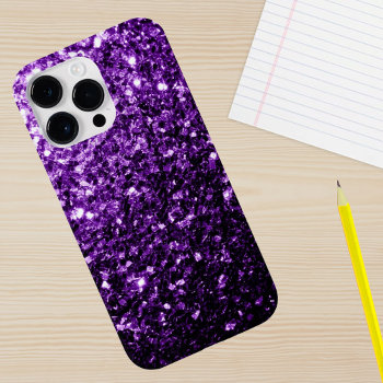 Purple Faux Glitter Sparkles Bling  Iphone 15 Pro Case by PLdesign at Zazzle