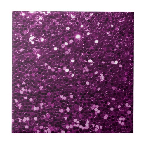 Purple Faux Glitter Sparkles Ceramic Tile