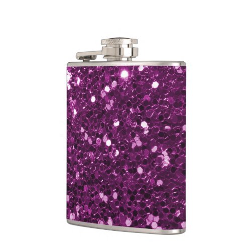 Purple Faux Glitter Sparkles Flask