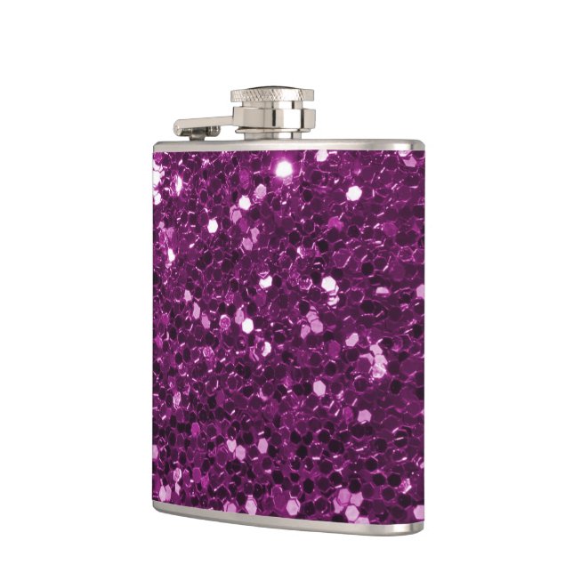 Purple Faux Glitter Sparkles Flask (Left)