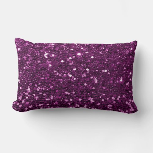 Purple Faux Glitter Sparkles Lumbar Pillow