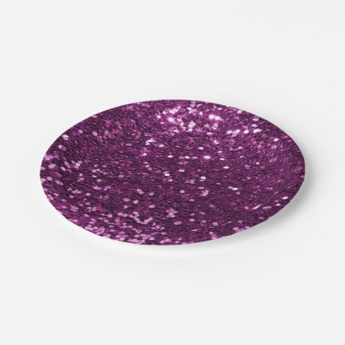 Purple Faux Glitter Sparkles Paper Plates