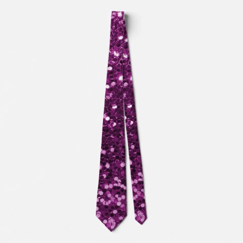 Purple Faux Glitter Sparkles Tie